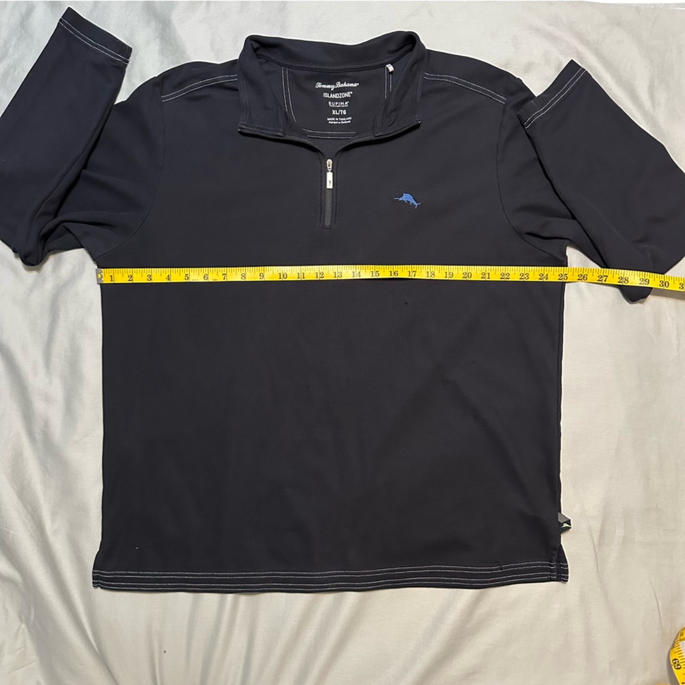 Tommy Bahama IslandZone Black Quarter Zip Pullover Supima Cotton XL Longsleeve - Picture 11 of 15